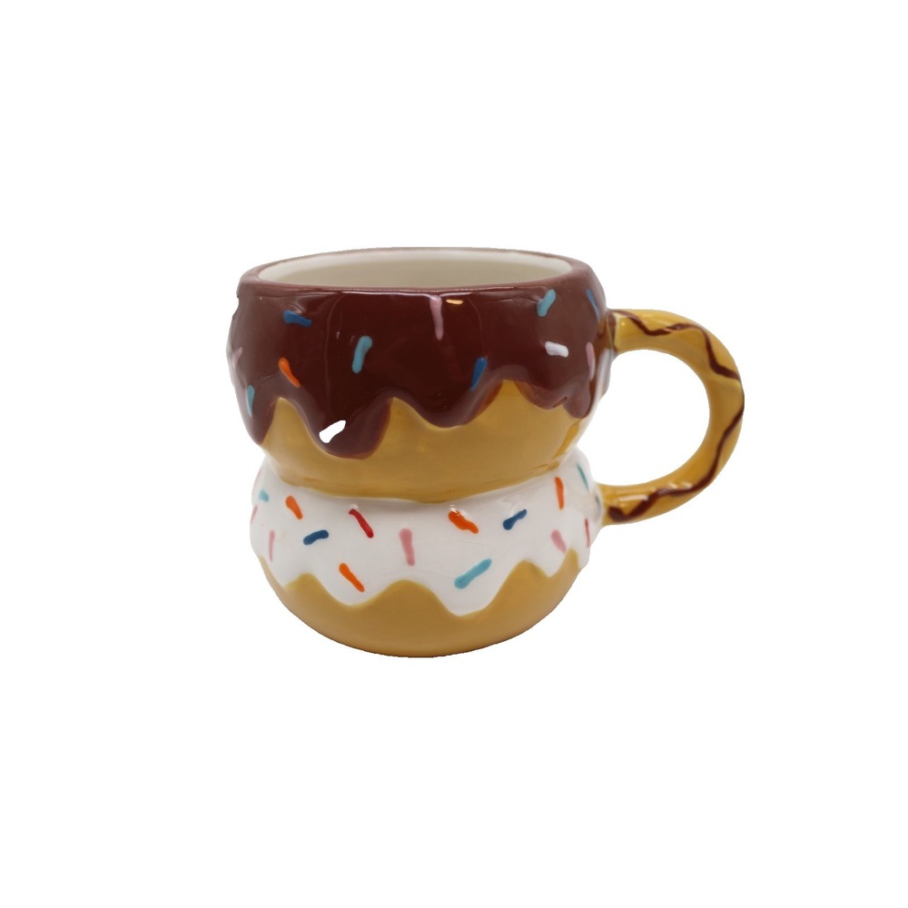 Double Stacked Donuts w/Sprinkles 3D Sculpted Figural 18oz Ceramic Mug
